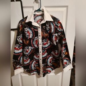 Handmade Western Cowboy Print Shirt